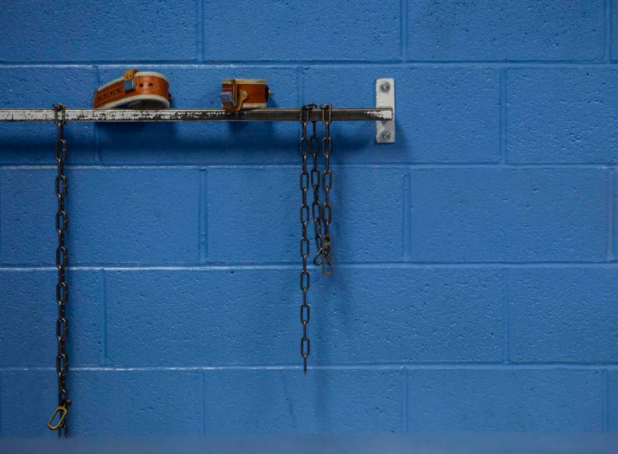 Handcuffs and chains remain in the North Las Vegas jail, which was closed in 2012, in North Las ...