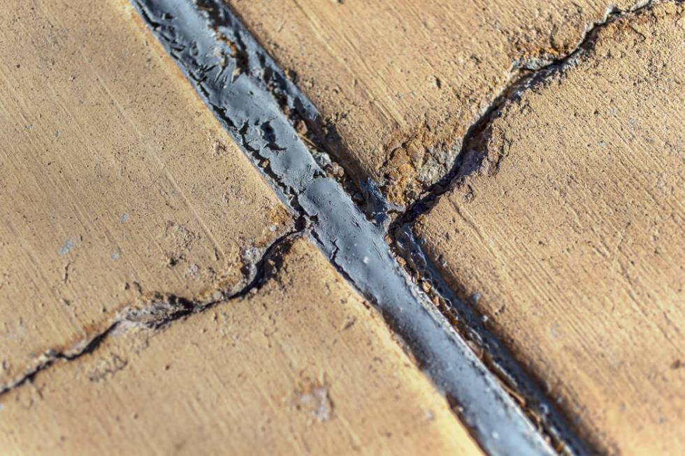 Large cracks on the pool deck at Boulder City Pool Thursday, Jan. 16, 2020, in Boulder City. (B ...