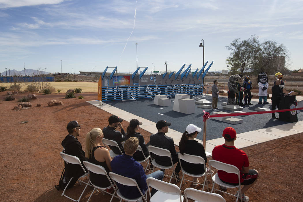 National Fitness Campaign founder Mitch Menaged dedicates the new outdoor Fitness Court at Bill ...