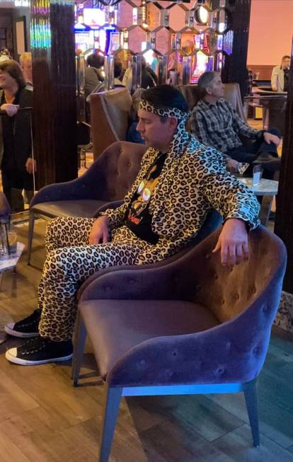 A sleepy guy is shown at the Hard Rock Hotel on Friday, Jan. 31, 2020. (John Katsilometes/Las V ...