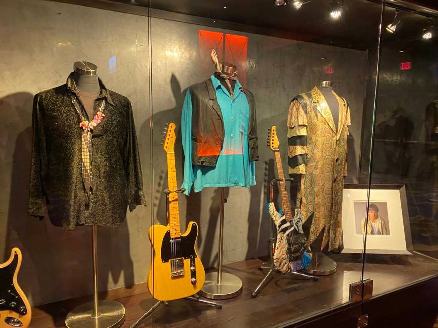 A shot of the Bruce Springsteen display case Hard Rock Hotel on Friday, Jan. 31, 2020. (John Ka ...