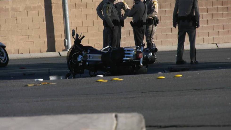 Las Vegas police investigate a crash that left a motorcyclist with serious injuries on Saturday ...