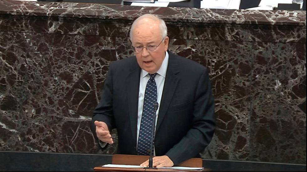 Ken Starr, an attorney for President Donald Trump speaks during closing arguments in the impeac ...