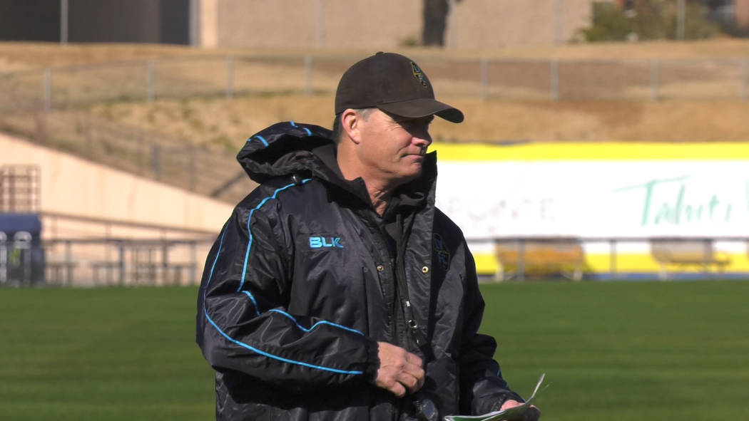 Las Vegas Lights manager Eric Wynalda at practice at Cashman Field Feb. 3 2020. Photo by Le'And ...