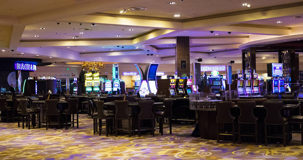 Empty slot machines and gaming tables at Hard Rock Hotel in Las Vegas, Monday, Feb. 3, 2020. Th ...