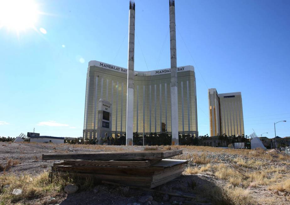 The property of the abandoned, partially built SkyVue observation-wheel project on the south en ...