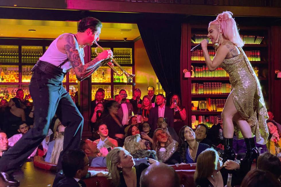 Brian Newman and Lady Gaga, perform at NoMad Restaurant at Park MGM on the Strip on New Year's ...