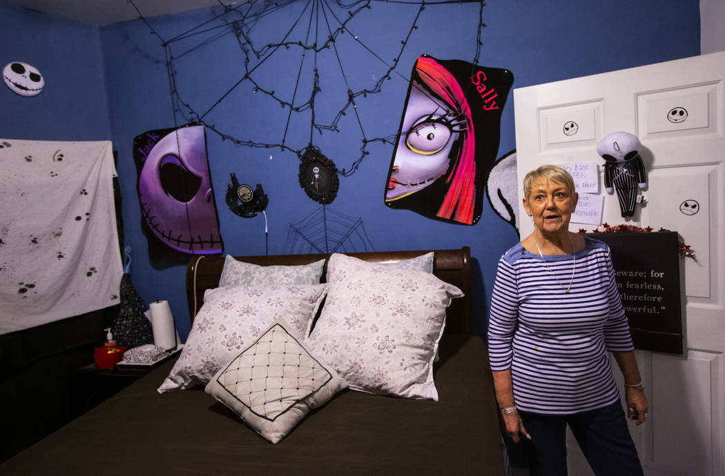 Joyce Judge talks in a room themed after the "Nightmare Before Christmas" at The Stud ...