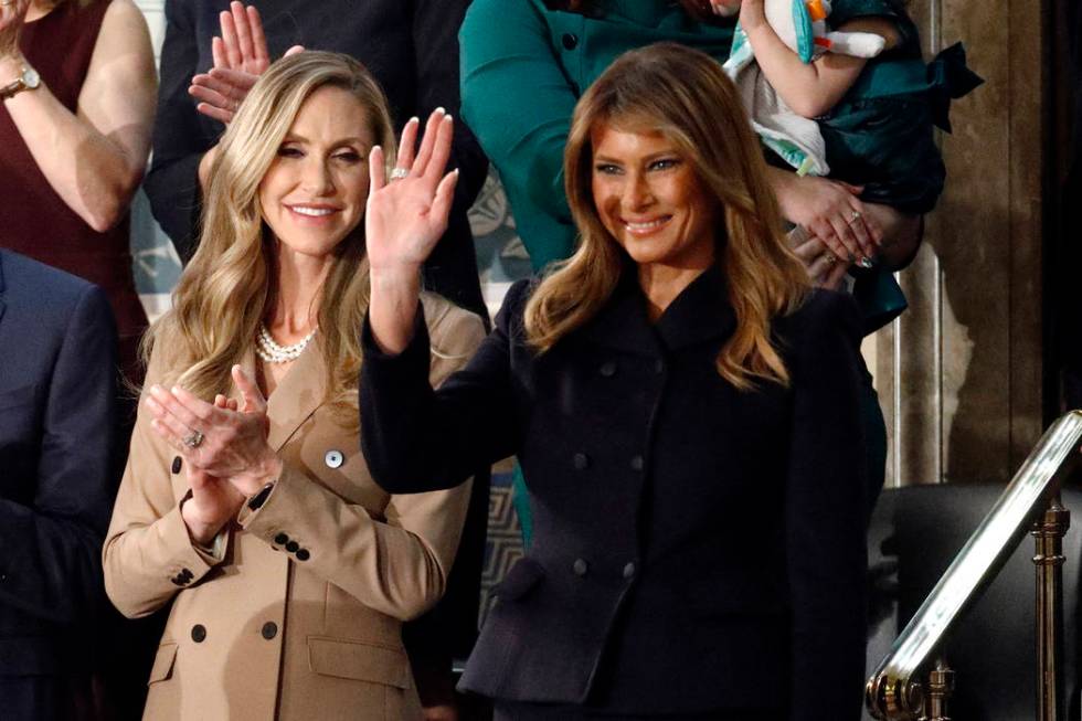 first Lady Melania Trump arrives before President Donald Trump delivers his State of the Union ...