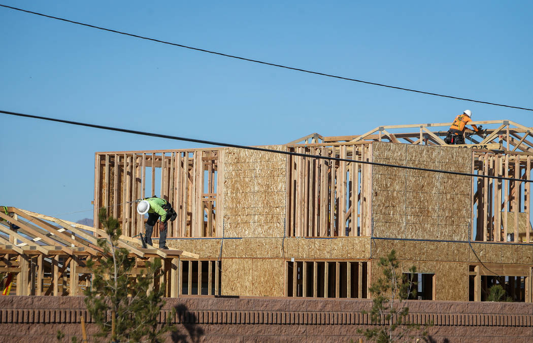 KB Home crews work on Desert Mesa neighborhood in North Las Vegas on Feb. 25. (Las Vegas Review ...