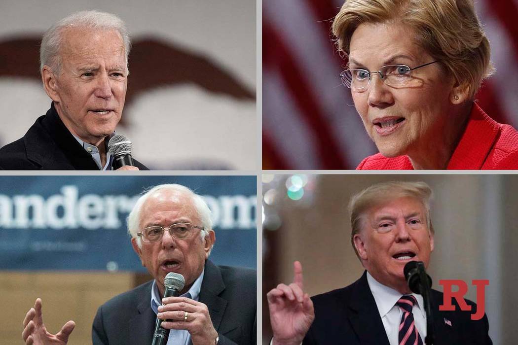Clockwise from top left: former Vice President Joe Biden, Sen. Elizabeth Warren, President Dona ...