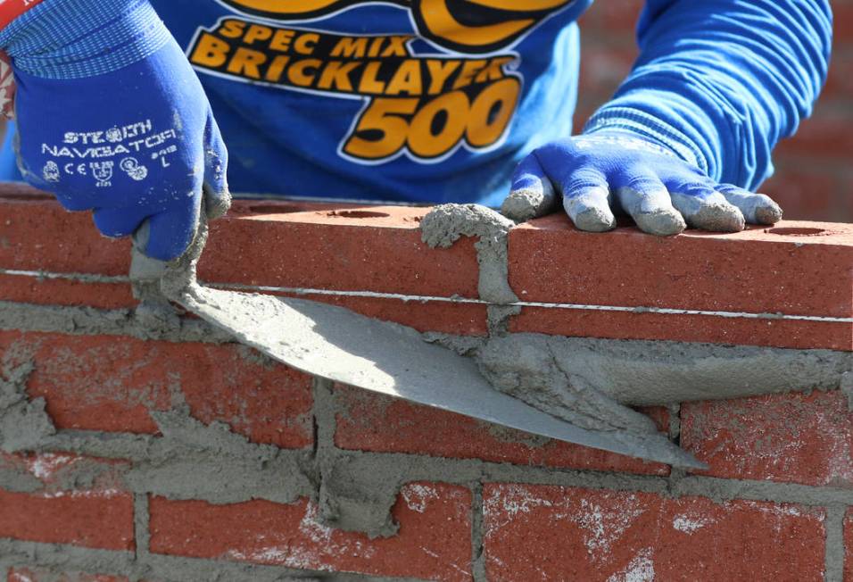 Mario Alves of Ontario, Canada, participates in the 2020 Spec Mix Bricklayer 500 competition du ...