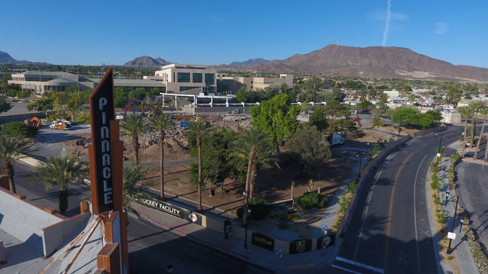 Aerial view of site of the new $25 million Henderson Community Ice Hockey Facility at the corne ...