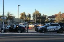 Las Vegas police investigate a crash involving a Metro vehicle on Friday, Feb. 7, 2020. (Las Ve ...