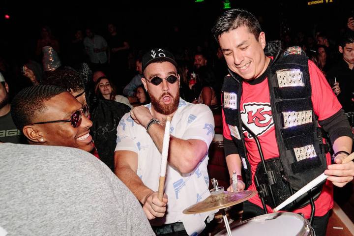 Tight end Travis Kelce is shown at Omnia Nightclub at Caesars Palace on Saturday, Feb. 8, 2020. ...