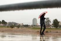 A person takes a walk in the Las Vegas Valley in December 2019. (Elizabeth Page Brumley/Las Veg ...