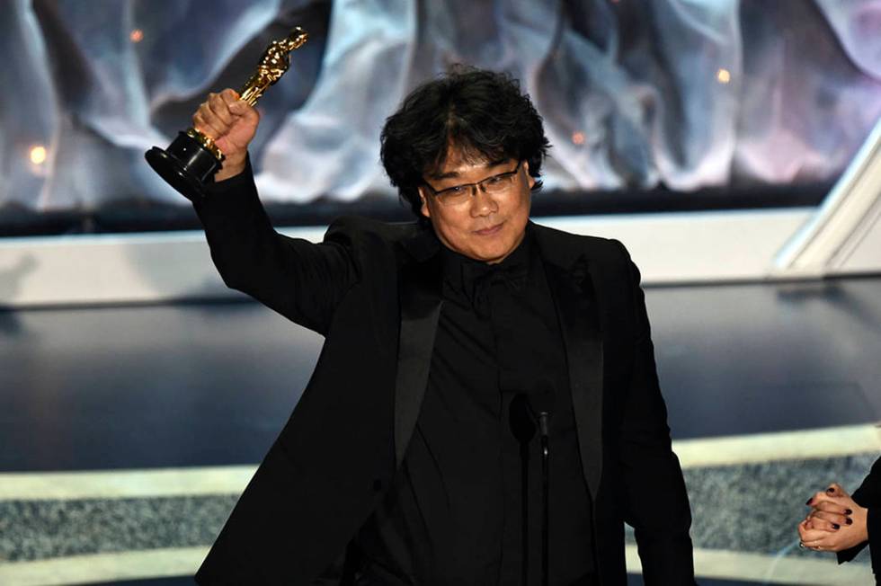 Bong Joon Ho accepts the award for best international feature film for "Parasite," fr ...