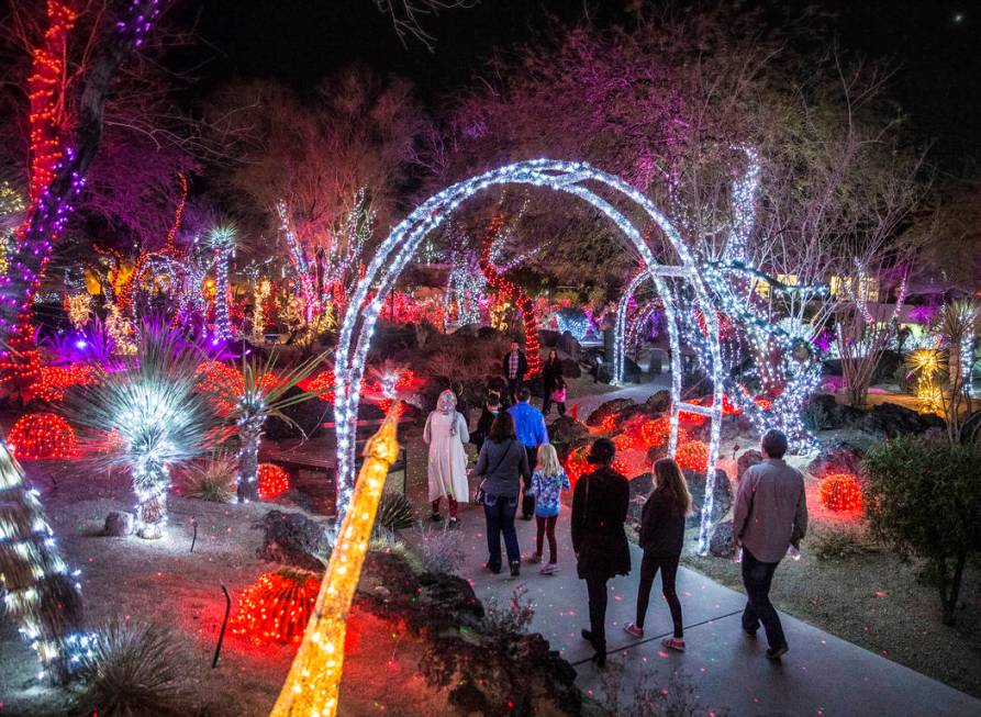 Attendees of the third annual Lights of Love take in the Valentine's Day-themed decorations at ...