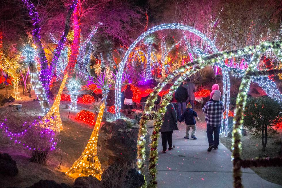 Attendees of the third annual Lights of Love take in the Valentine's Day-themed decorations at ...