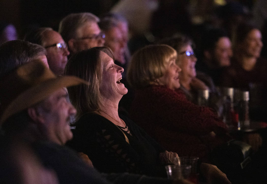 The audience at The Laugh Factory Comedy Club enjoys Shayma Tash's set in February 2020 in Las ...