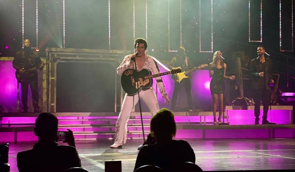 Matt Lewis as Elvis is shown in "Legends In Concert" on Monday, Feb. 10, 2020. (John Katsilomet ...