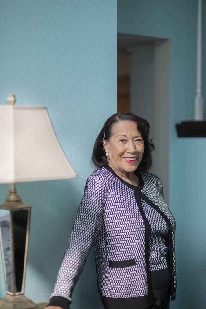 Moulin Rouge dancer Anna Bailey poses for a portrait in her home in Las Vegas on Wednesday, Feb ...