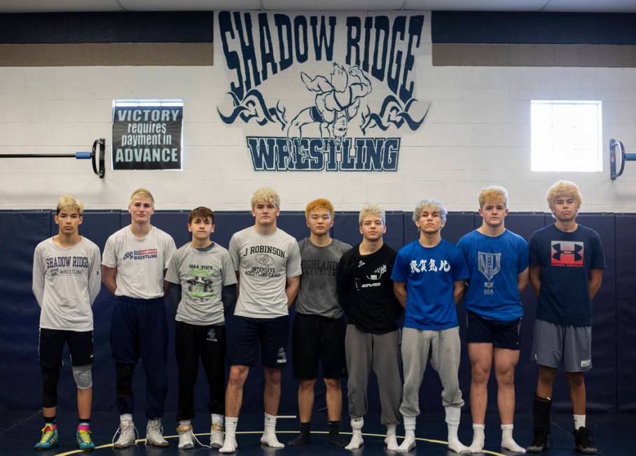 The nine wrestlers that will compete in the class 4A state championship from Shadow Ridge High ...