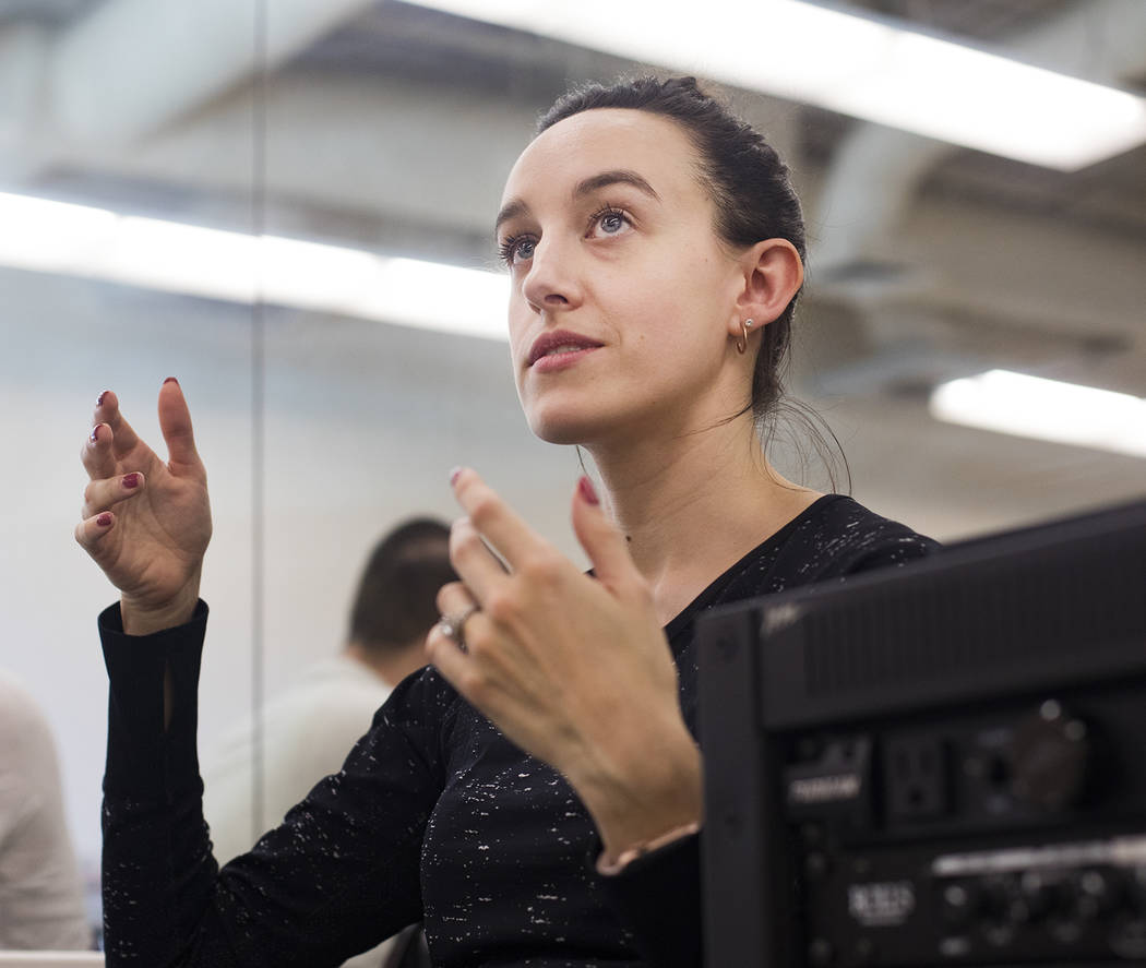 Krista Baker, director and choreographer, directs dancers during a rehearsal for her original w ...