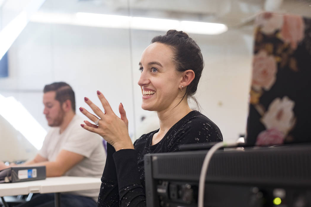 Krista Baker, director and choreographer, directs dancers during a rehearsal for her original w ...