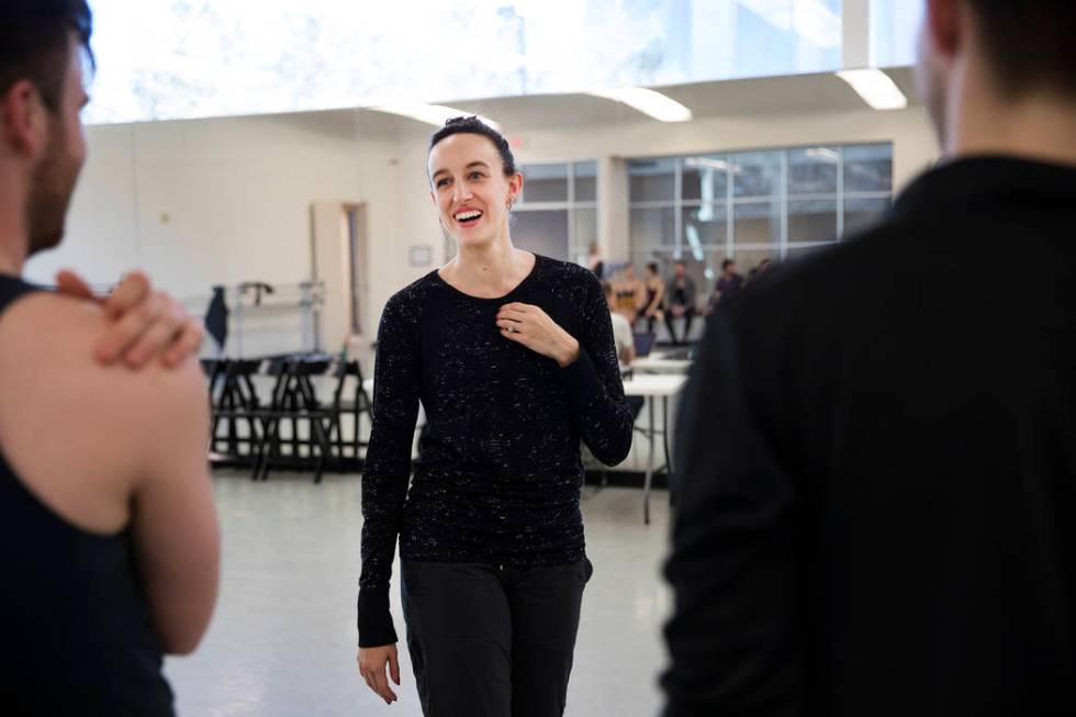 Krista Baker, director and choreographer, addresses dancers during a rehearsal for her original ...