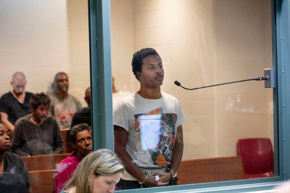 Alvie Herrell, 23, makes an initial appearance in the Las Vegas Justice Court at the Regional J ...