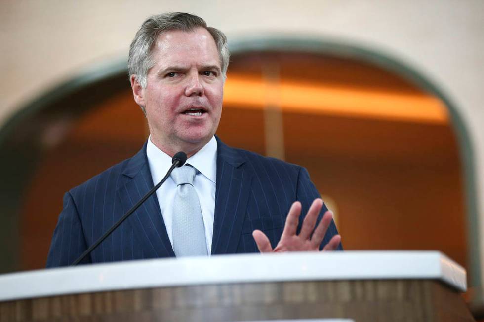 Jim Murren, MGM Resorts CEO and chairman, speaks during the ribbon cutting ceremony for Eataly ...