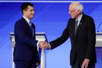 Democratic presidential candidates former South Bend Mayor Pete Buttigieg and Sen. Bernie Sande ...