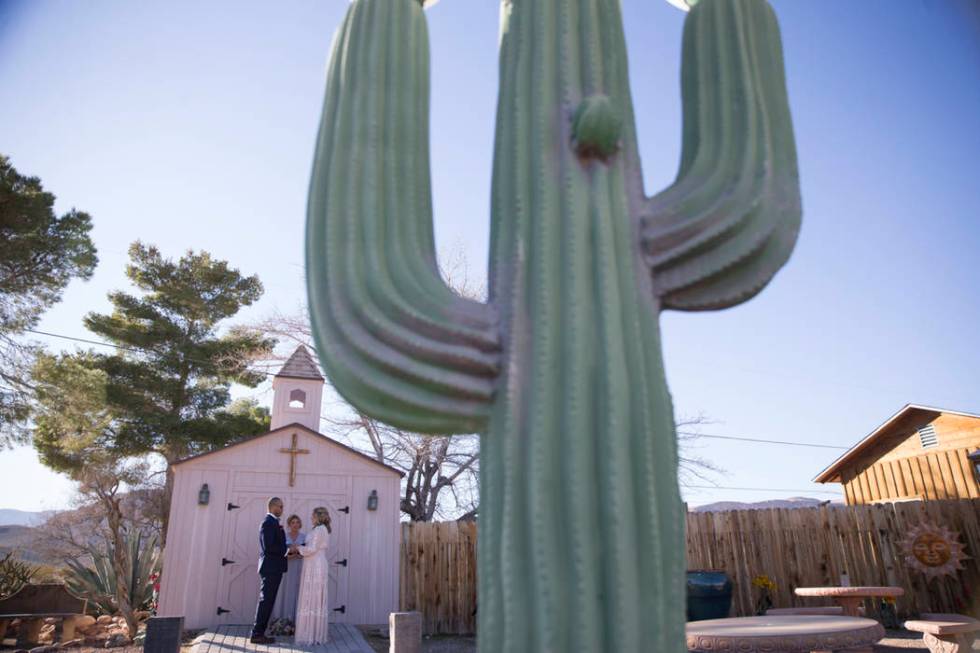 Richard Raney and Laura Eshelman of Overland Park, Kan., get married by wedding officiant Angie ...