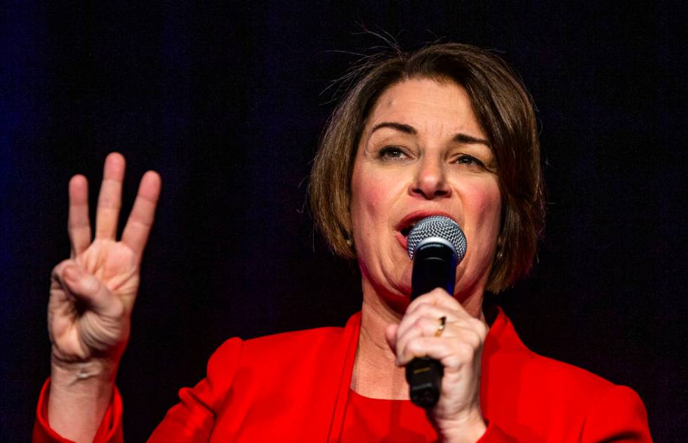 Sen. Amy Klobuchar, D-Minn.,talks about her past election wins during the Clark County Democrat ...