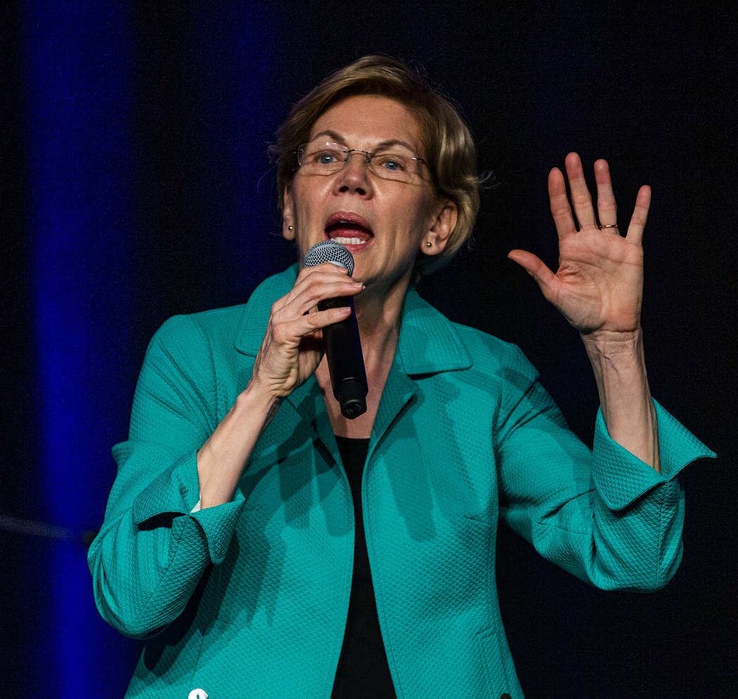 Sen. Elizabeth Warren, D-Mass., talks about a time for change during the Clark County Democrats ...