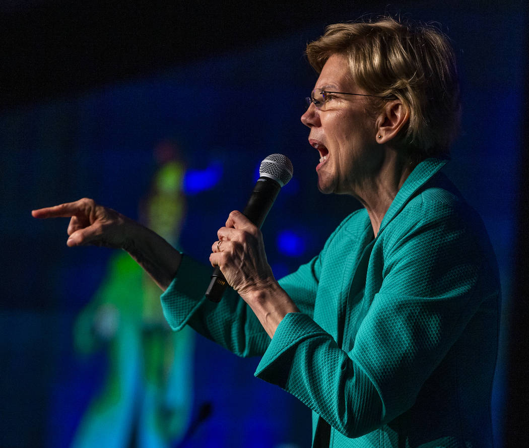 Sen. Elizabeth Warren, D-Mass., talks about her drive to win during the Clark County Democrats ...