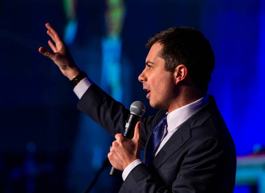 Former South Bend, Ind., Mayor Pete Buttigieg talks about a more inclusive country during the C ...