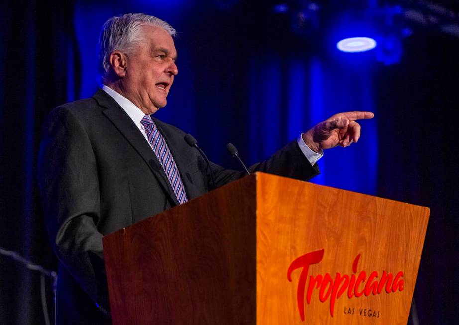 Governor Steve Sisolak urges all to vote early during the Clark County Democrats Kick Off to Ca ...