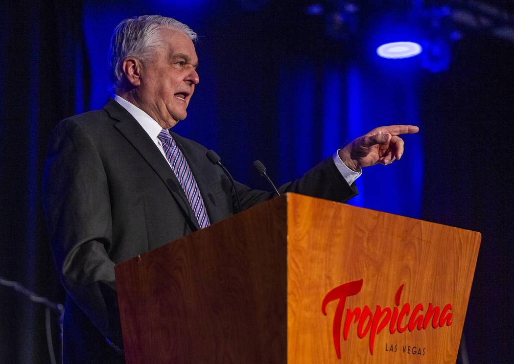 Governor Steve Sisolak urges all to vote early during the Clark County Democrats Kick Off to Ca ...