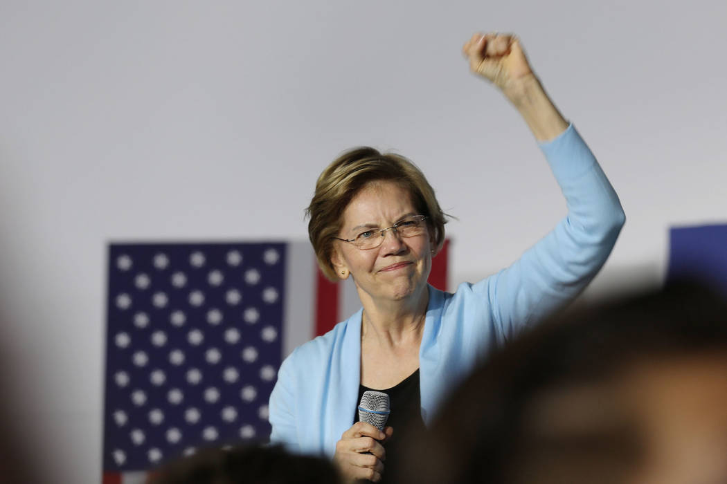 Sen. Elizabeth Warren speaks ahead of a town hall at College of Southern Nevada Henderson campu ...