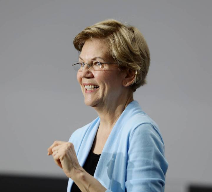 Sen. Elizabeth Warren speaks ahead of a town hall at College of Southern Nevada Henderson campu ...