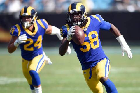 Los Angeles Rams inside linebacker Cory Littleton (58) runs the ball during the second half of ...