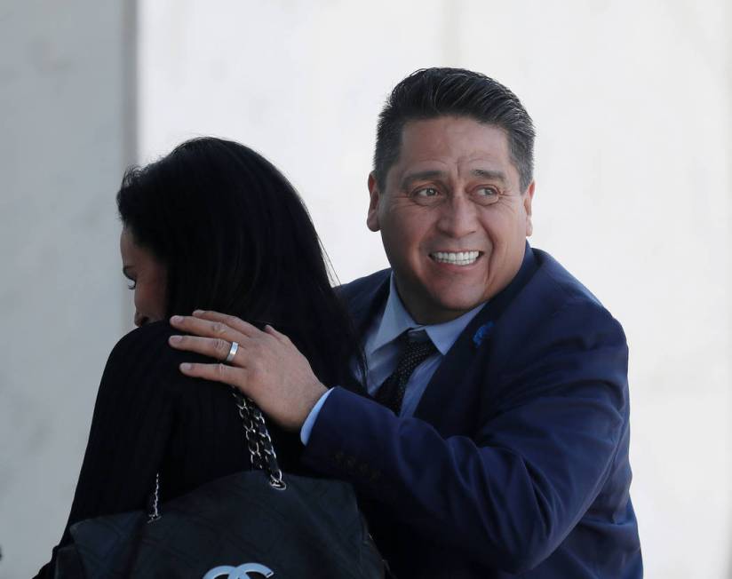 Defendant Bradley Campos exits the Lloyd George U.S. Courthouse in Las Vegas on Monday, Feb. 24 ...