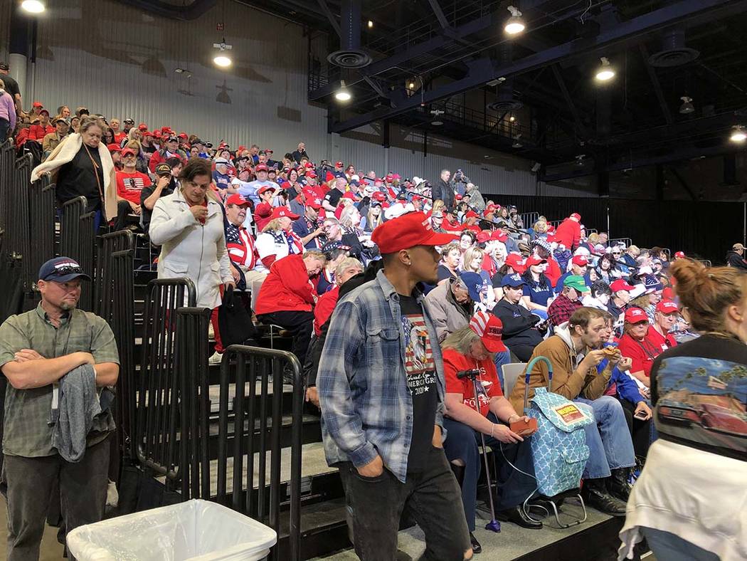 Rally goers settle in before the room fills up. (James Schaeffer/Las Vegas Review-Journal)