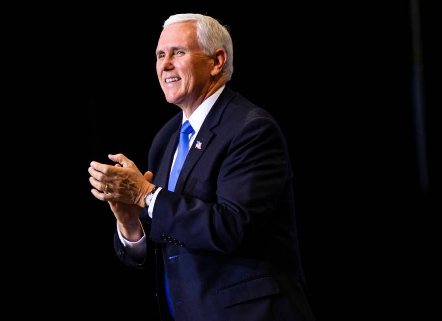 Vice President Mike Pence arrives for a rally for President Donald Trump, not pictured, at the ...