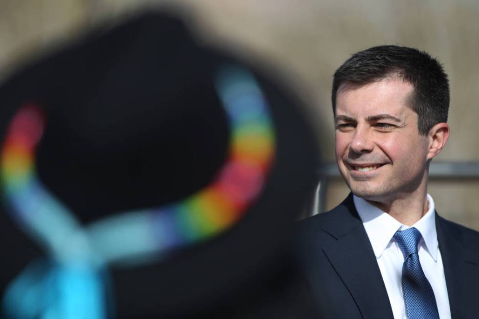 Democratic presidential candidate former South Bend, Ind., Mayor Pete Buttigieg participates du ...