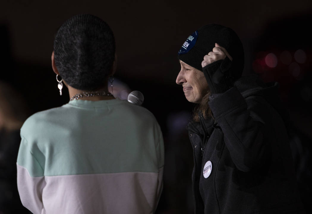 A Warren supporter gets emotional while asking the senator a question at the "Get Out the ...