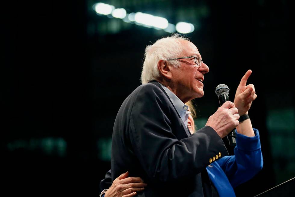 Democratic presidential candidate Sen. Bernie Sanders I-Vt. speaks during a rally in El Paso, T ...