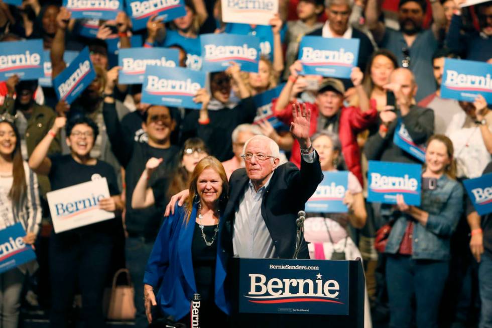 Democratic presidential candidate Sen. Bernie Sanders, I-Vt., with his wife Jane O'Meara Sander ...